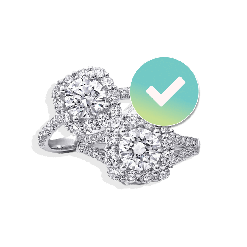 Two diamond engagement rings insured by BriteCo Jewelry Insurance