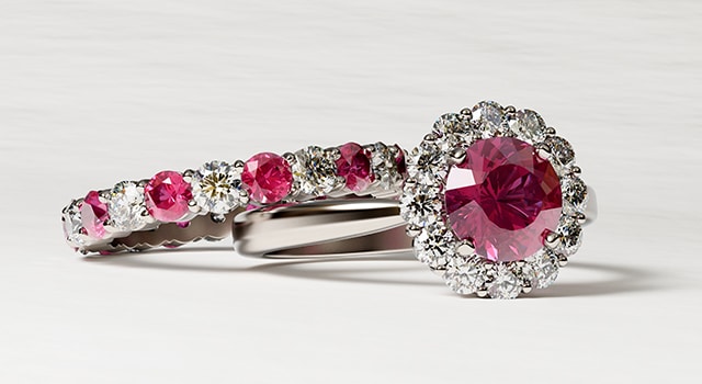 Ruby and diamond Engagement ring set