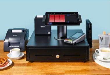 Equipment in a lightspeed package: P.O.S tablet, Chip reader, receipt printer, cash drawer