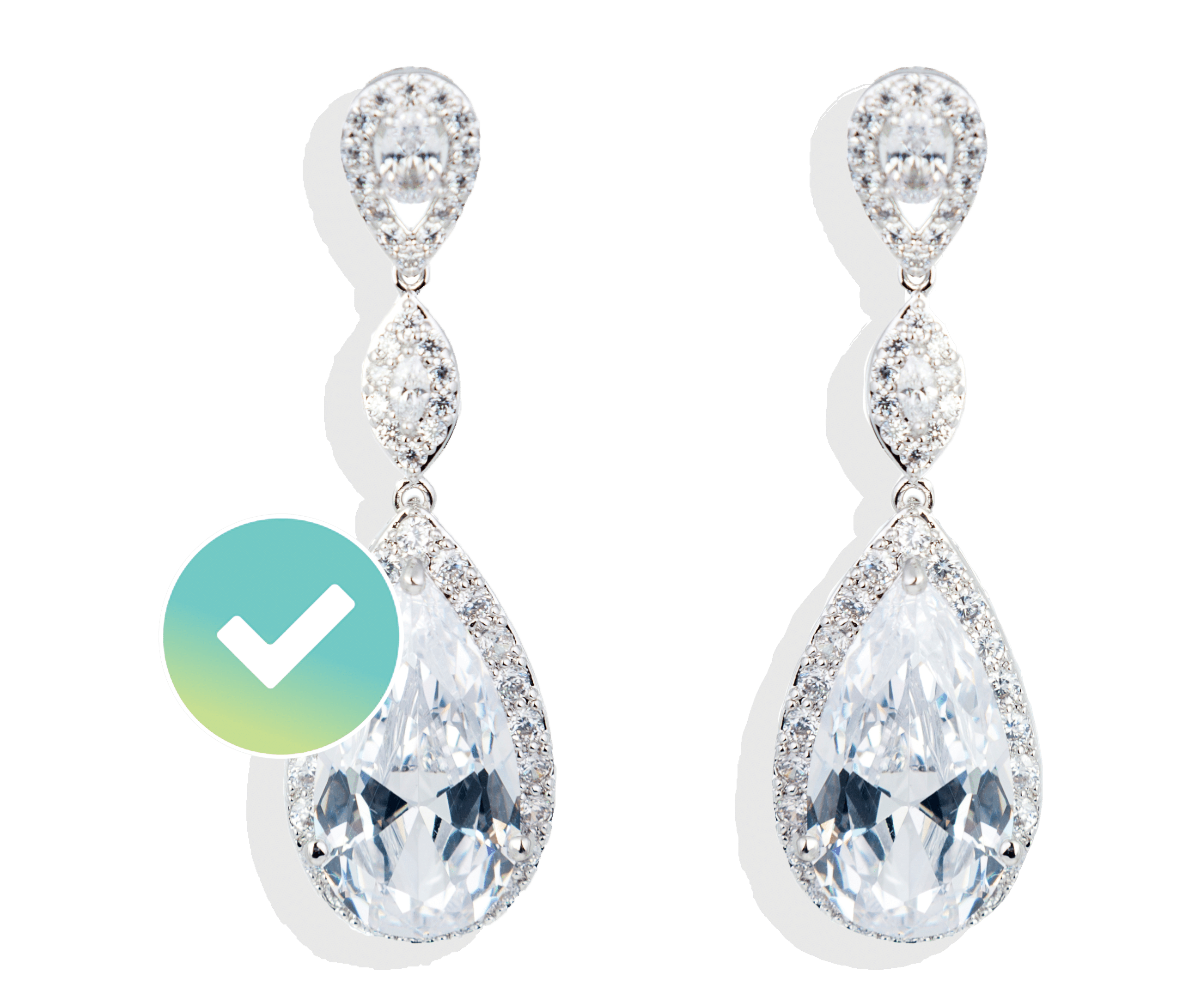 Tear drop diamond earrings insured by BriteCo Jewelery Insurance
