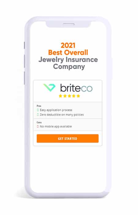 BriteCo as Best Overall Jewelry Insurance Company 2021 due to easy application process and zero deductible