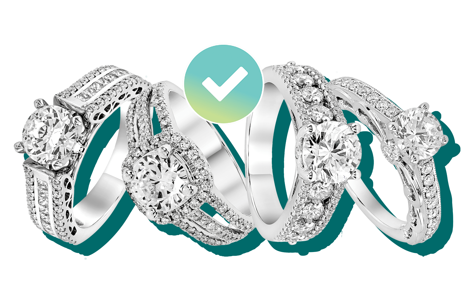 Four diamond engagement rings insured by BriteCo Jewelry Insurance