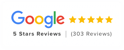 303 Google reviews of 5 stars by customers