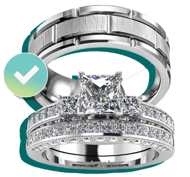 Mens and women wedding set with BriteCo Insurance Coverage