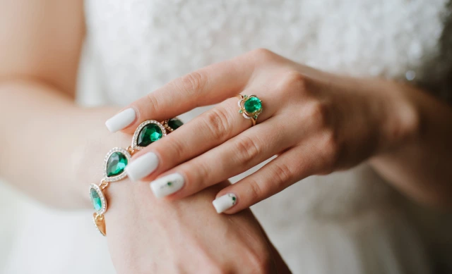 stylish jewelry with gems of green