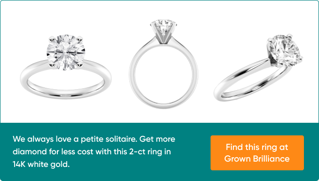 We always love a petite solitaire. Get more diamond for less cost with this 2-ct ring in 14K white gold.