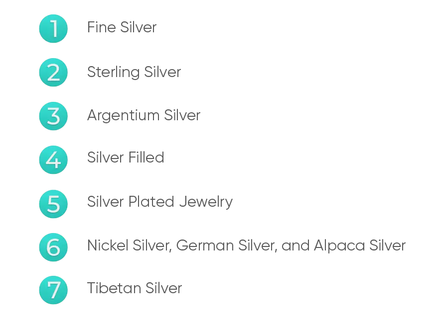 7 types of silver jewelry