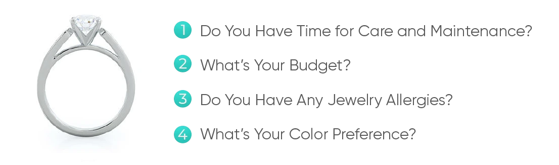 Factors that determine whether you should buy a platinum engagement ring or a white gold