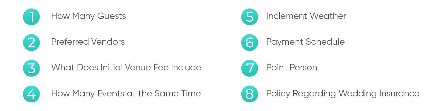 Eight questions to ask when viewing a wedding venue