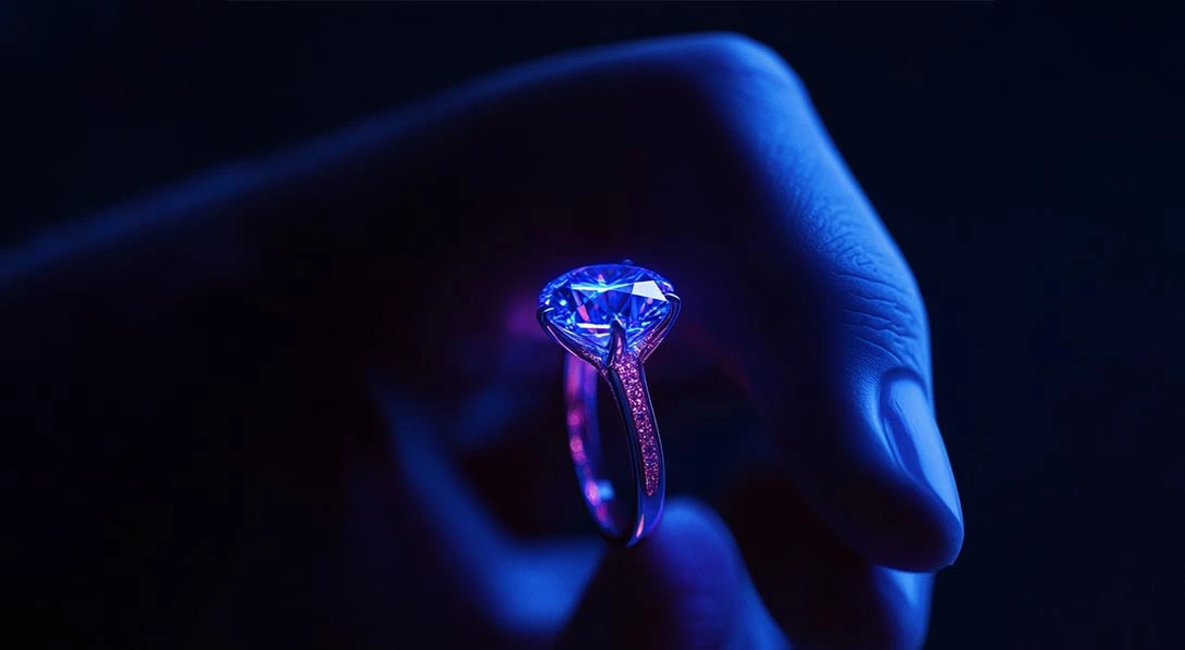 Gemstones under black light