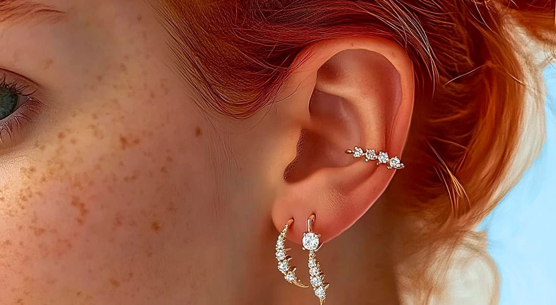 Stack Earrings with Multiple Piercings