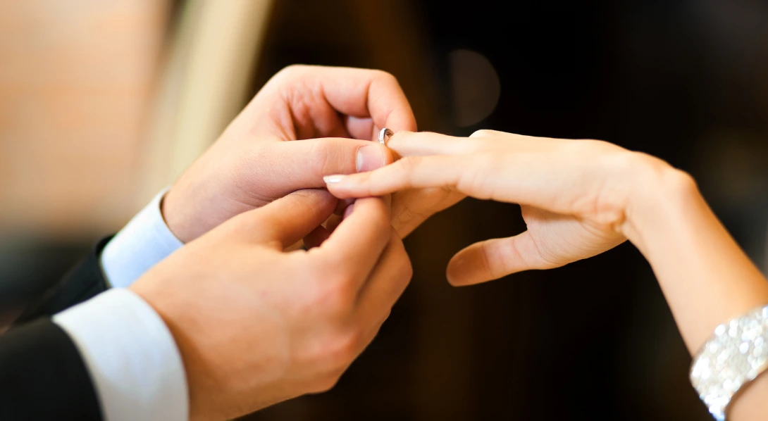 Diamond ring on hand