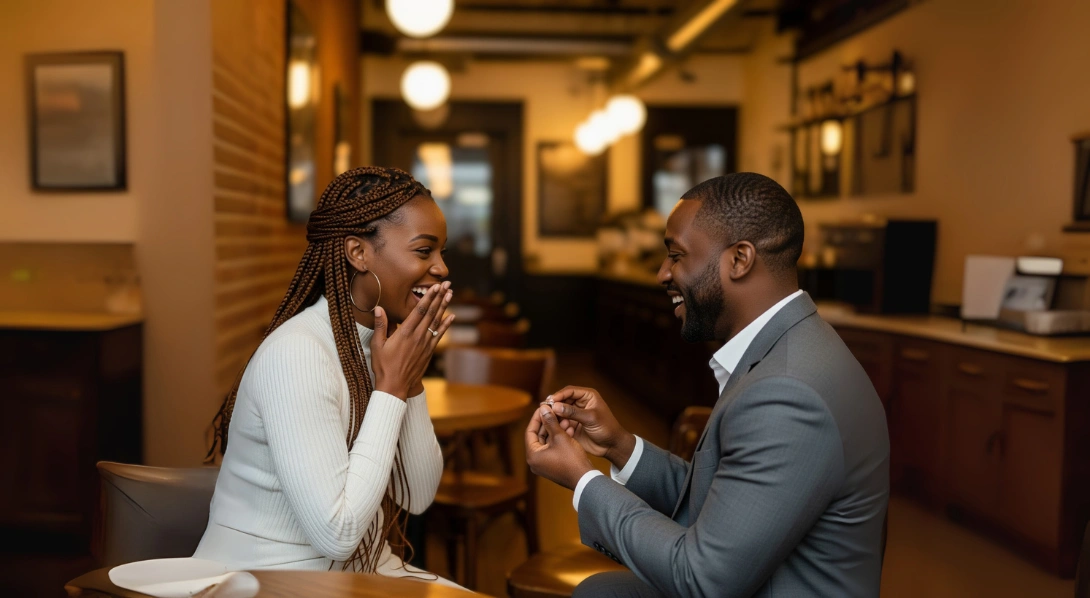 Man proposing to woman