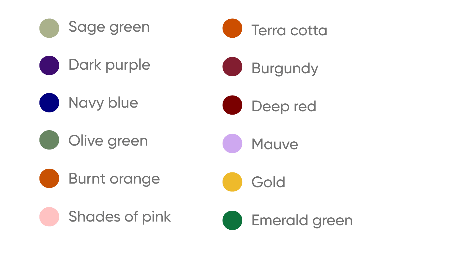 Fall Colors for a Wedding