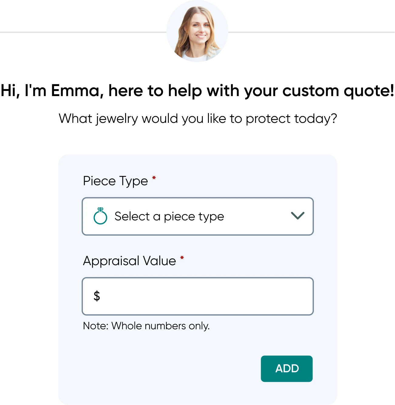 Hi, Im Emma, here to help with your custom quote! Hi, Im Emma, here to help with your custom quote!