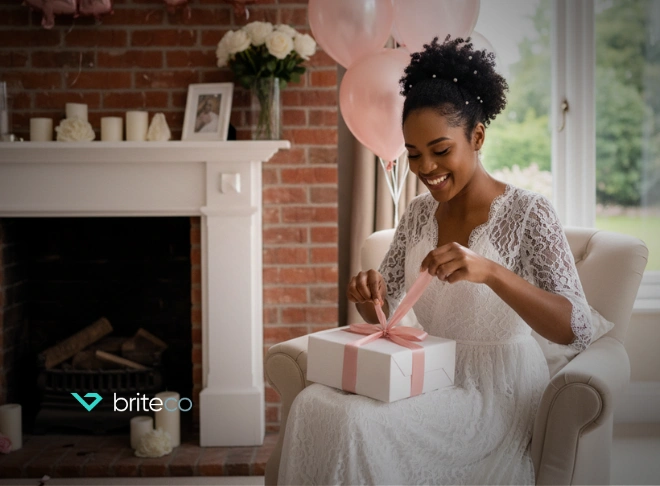 Bride opening fit at shower