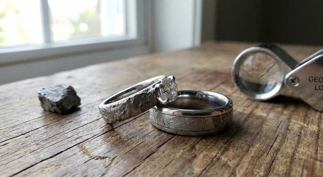 Meteorite wedding bands