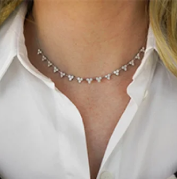 Woman wearing pendant necklace – jewelry insurance for $8,600 pendant necklace in Austin, TX