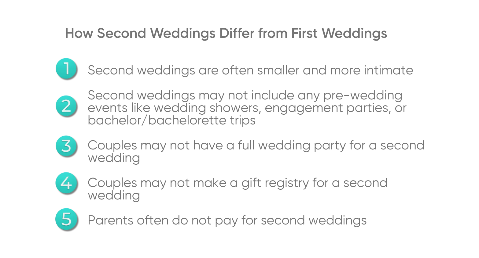 Second Weddings Differ from First Weddings